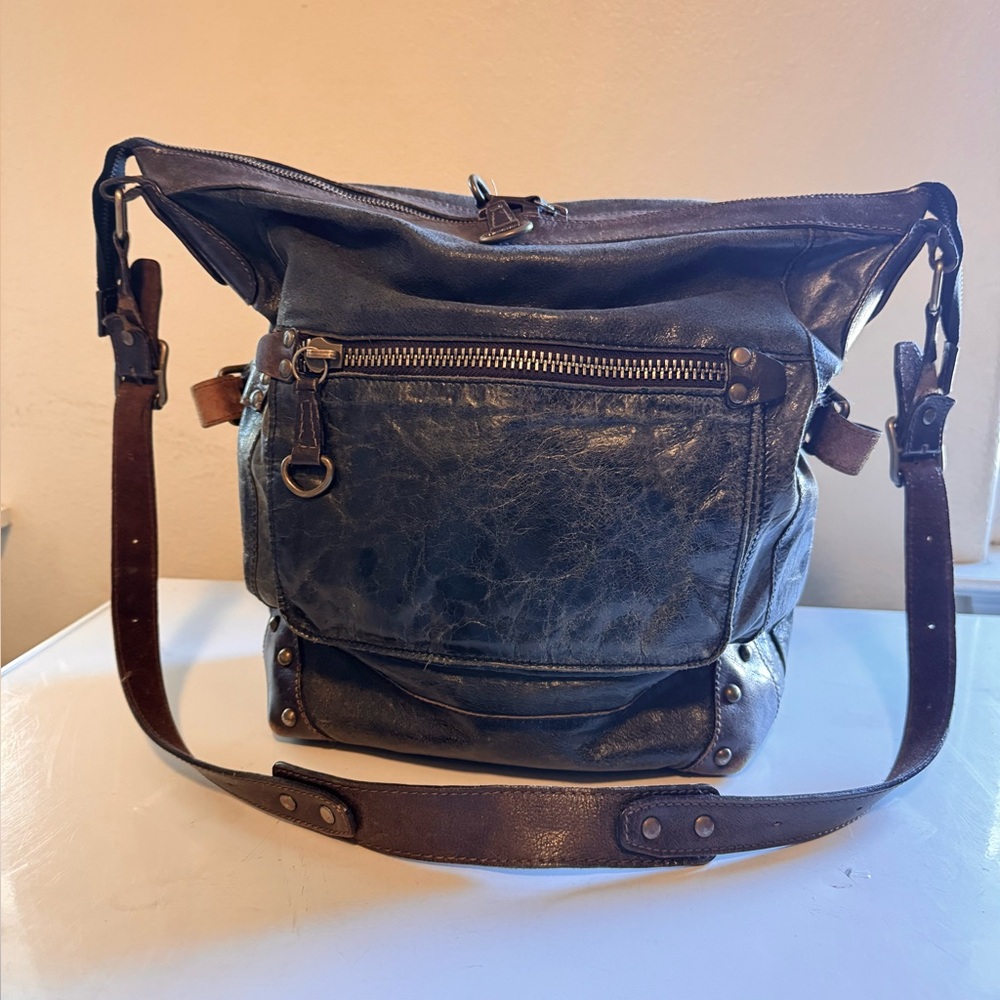Barneys New York Brown Leather Crossbody Bag